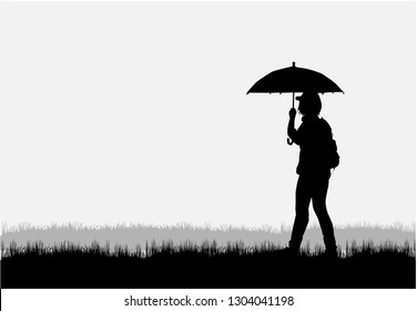 Silhouette people walking.