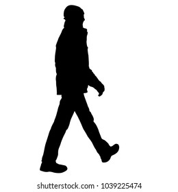 Silhouette of People walking on White Background.