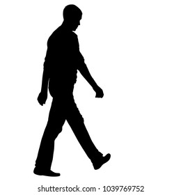 Silhouette of People walking on White Background.