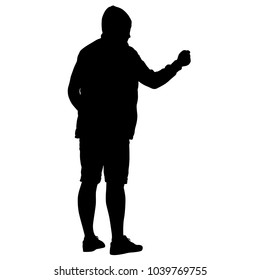 Silhouette of People walking on White Background.