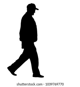 Silhouette of People walking on White Background.