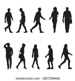 Silhouette People Walking Vector Illustration Stock Vector (Royalty ...