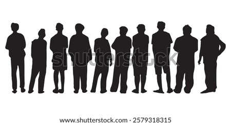 silhouette people watching something with different posture and gesture