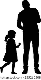 Silhouette of People, women, lady - Design of children, daughter, son - Silhouette of person - Silhouette of parents, father, mother - Silhouette of family, parents and kids walking and having fun