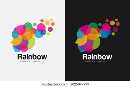 Silhouette of People's Heads with the Combination of colorful circle shapes. Vector Graphic Logo Design.