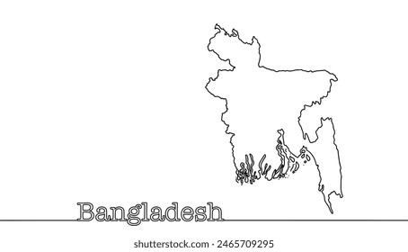 Silhouette of the People's Republic of Bangladesh. Map of a state located in South Asia. Simple illustration for different types of use.