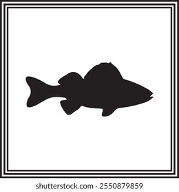 Silhouette of perch fish vector illustration on white background.