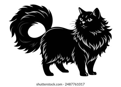 Silhouette Persian cat, face logo