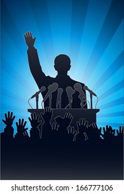 silhouette of the person among public