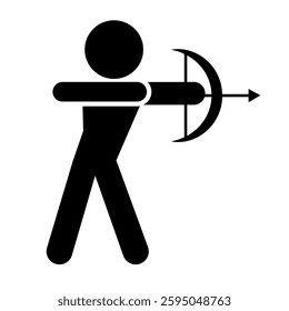 Silhouette of person attacking with Bow and Arrow. Vector.