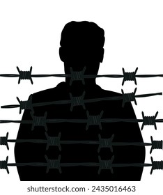 Silhouette of the person for barbed wire