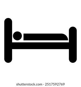 Silueta de una persona. Icono de cama Plantilla de Vector. Icono de cama de sueño diseño simple. icono de dormir