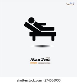silhouette of person in bed.man sleeping icon.vector illustration.