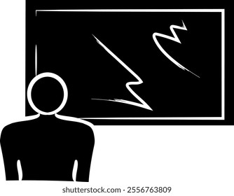 Silhouette of person and blackboard, silhouette of back to school