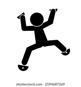 Silhouette of person bouldering. Vector.