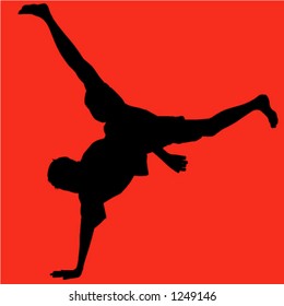 silhouette of person breakdancing