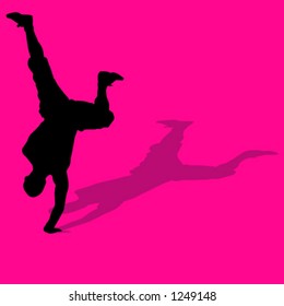 silhouette of person breakdancing