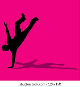 silhouette of person breakdancing