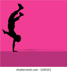 silhouette of person breakdancing