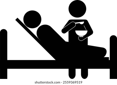 Silhouette of a person caring for a sick person