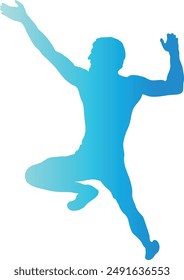 Silhouette of Person Climbing Mountain. with Gradient Colors. Vector Clipart.