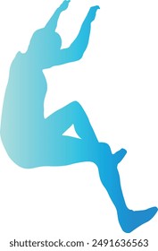 Silhouette of Person Climbing Mountain. with Gradient Colors. Vector Clipart.