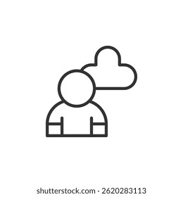 Silhouette einer Person mit Wolkendecke, die psychische Gesundheit und emotionale Reflexion in einem minimalistischen ikonischen Stil darstellt