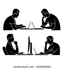 Silhouette of a person at the computer.