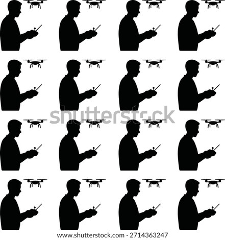 Silhouette of a person controlling a drone with a remote