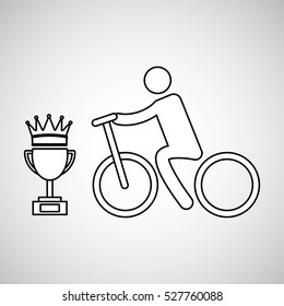 silhouette person cyclist winner sport vector illustration eps 10