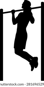 Silhouette of person doing pullups on bar with exercise