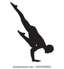 Silhouette of a person doing yoga physical exercise