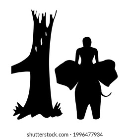 silhouette of a person with elephant silhouette design