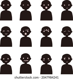 Silhouette person emote vector icon set.