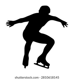 Silhouette of a person executing a jump on ice skates, showcasing athleticism and agility during a skating performance or practice session.