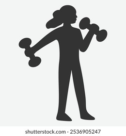 Silhouette of a person exercising with dumbbells, promoting fitness and strength training.