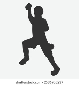 Silhouette of a person exercising with weights in a dynamic pose.