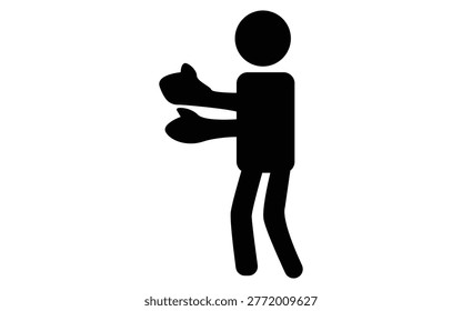 Silhouette of a person extending hands, symbolizing giving, receiving, support, and service. Ideal for charity, help, and assistance concepts.