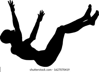 Silhouette of a person falling down backwards. Vector illustration. 