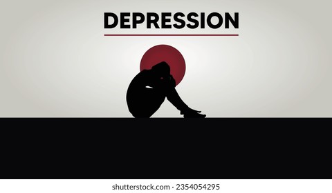 silhouette of a person feeling depression vector poster