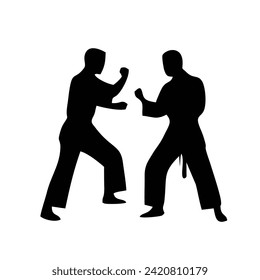 silhouette of a person fighting martial arts