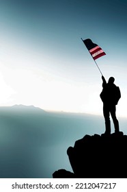 silueta de una persona con bandera