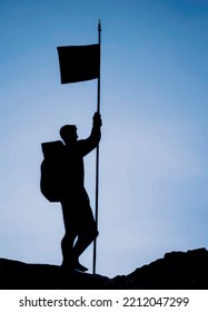 silueta de una persona con bandera