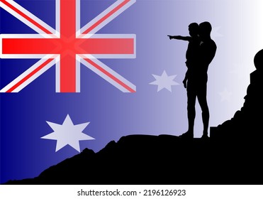 silhouette of a person with flag, copy space, fatherday ilustration vector.