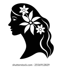 silhouette of a person with flowers