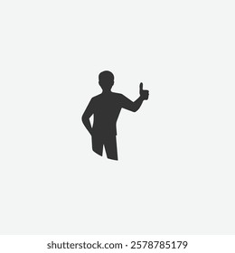 Silhouette of a person giving a thumbs-up, perfect for customer satisfaction or approval