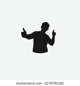 Silhouette of a person giving a thumbs-up, perfect for customer satisfaction or approval