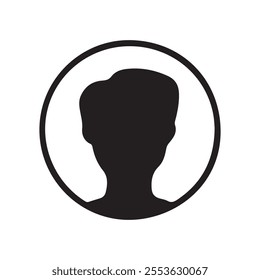 silhouette of a person head. man head icon silhouette. Male avatar profile sign, face silhouette logo. user icon