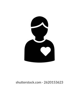 Silhouette of Person with Heart on Chest Representing Ethical Leadership and Care