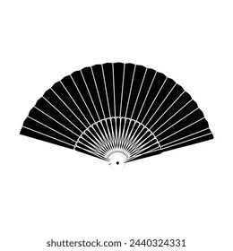 A silhouette of a person holding a fan, with dynamic lines indicating movement.